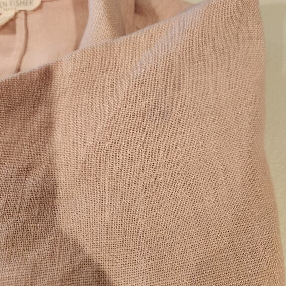 Eileen Fisher Pink 100% Organic Linen Shaw Collar Blazer Size LP Lagenlook Beach - Picture 9 of 11